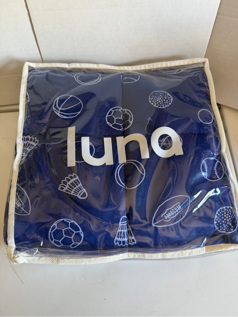 Luna Navy Sports Print Weighted Blanket Kids